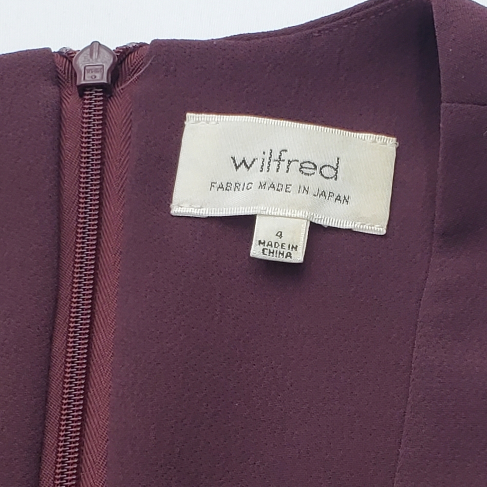 Aritzia Wilfred Montbrun Deep-V Plunge Sleeveless Mini Dress Burgundy/Maroon 4 - Picture 2 of 9